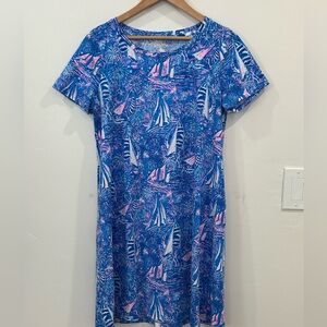 Lily Pulitzer Boca Blue “It’s A Sailabration” short dress. Pima cotton, Medium
